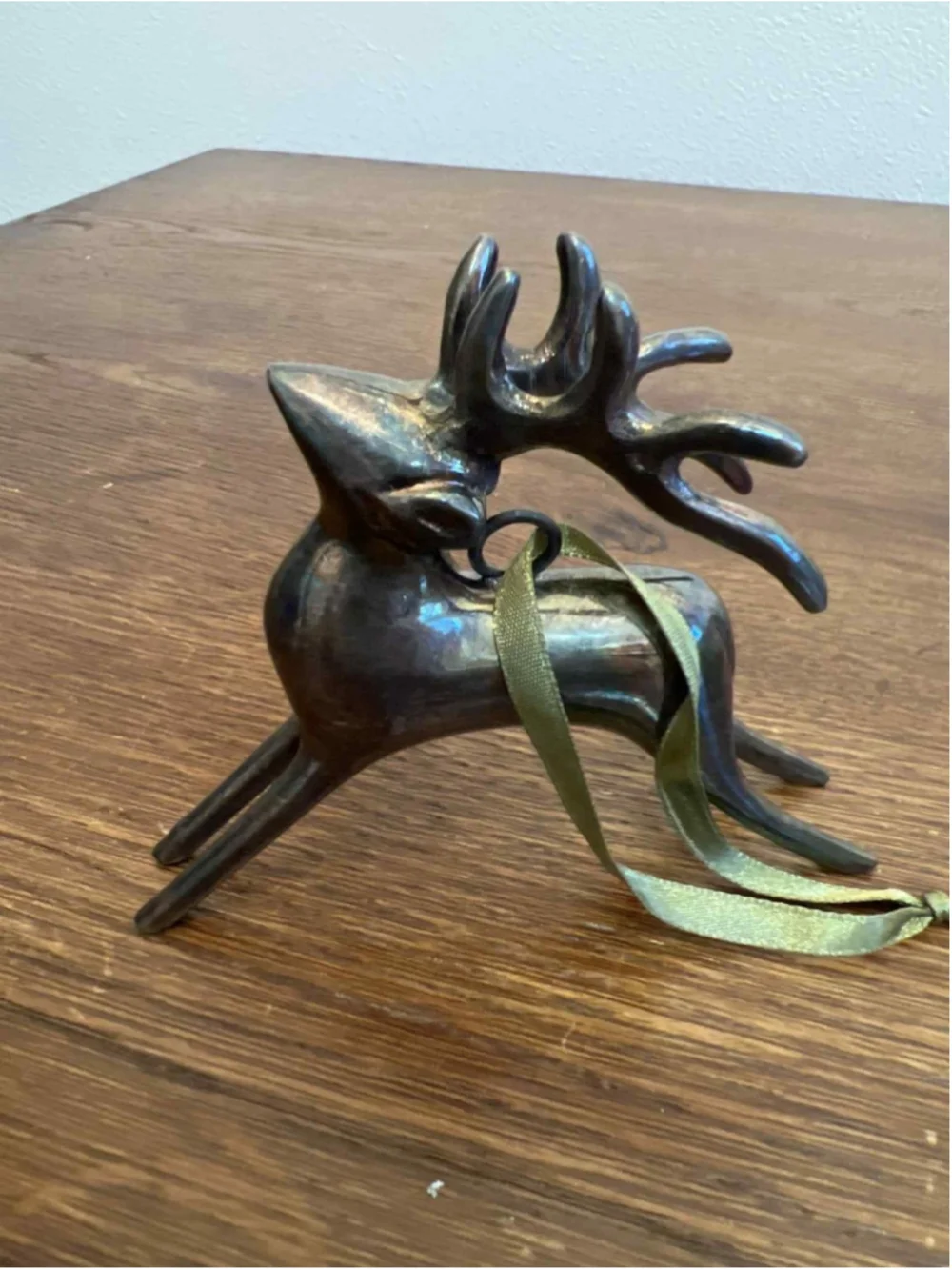 Vintage Silver Plated Reindeer Figurine 4” x 4.5” Christmas Holiday Ornament